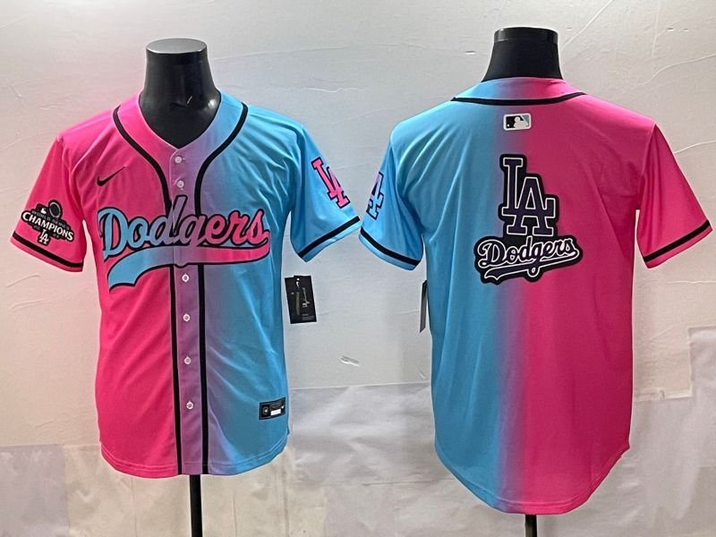 Men 2025 Los Angeles Dodgers Blank Blue pink Game Nike MLB Jersey style 0016->los angeles dodgers->MLB Jersey